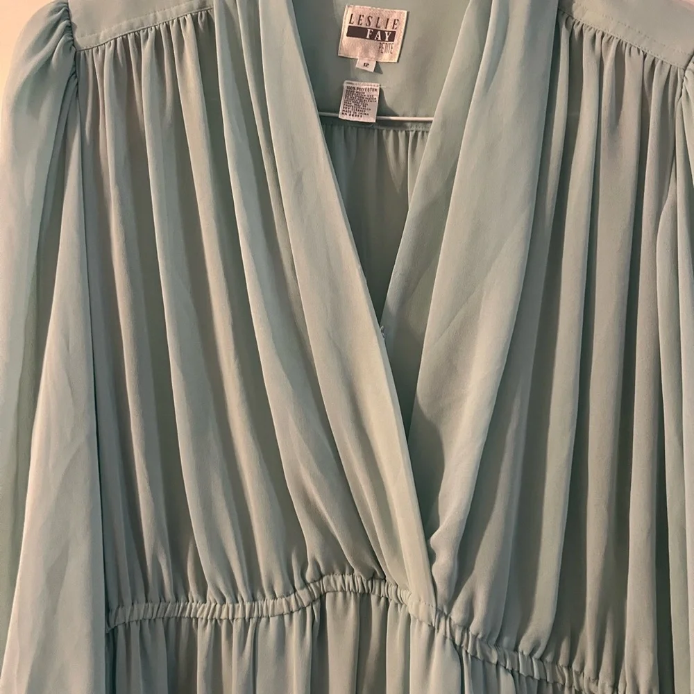 Vintage Leslie Fay Light Blue Long Sleeve Dress - Picture 4 of 7
